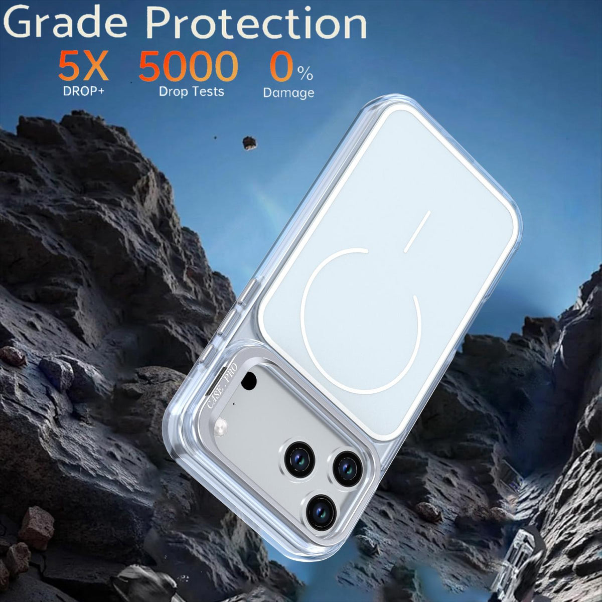Compatible with iPhone 18 Pro Bright Color Blocking Camera Bracket Magnetic Phone Case - Grey