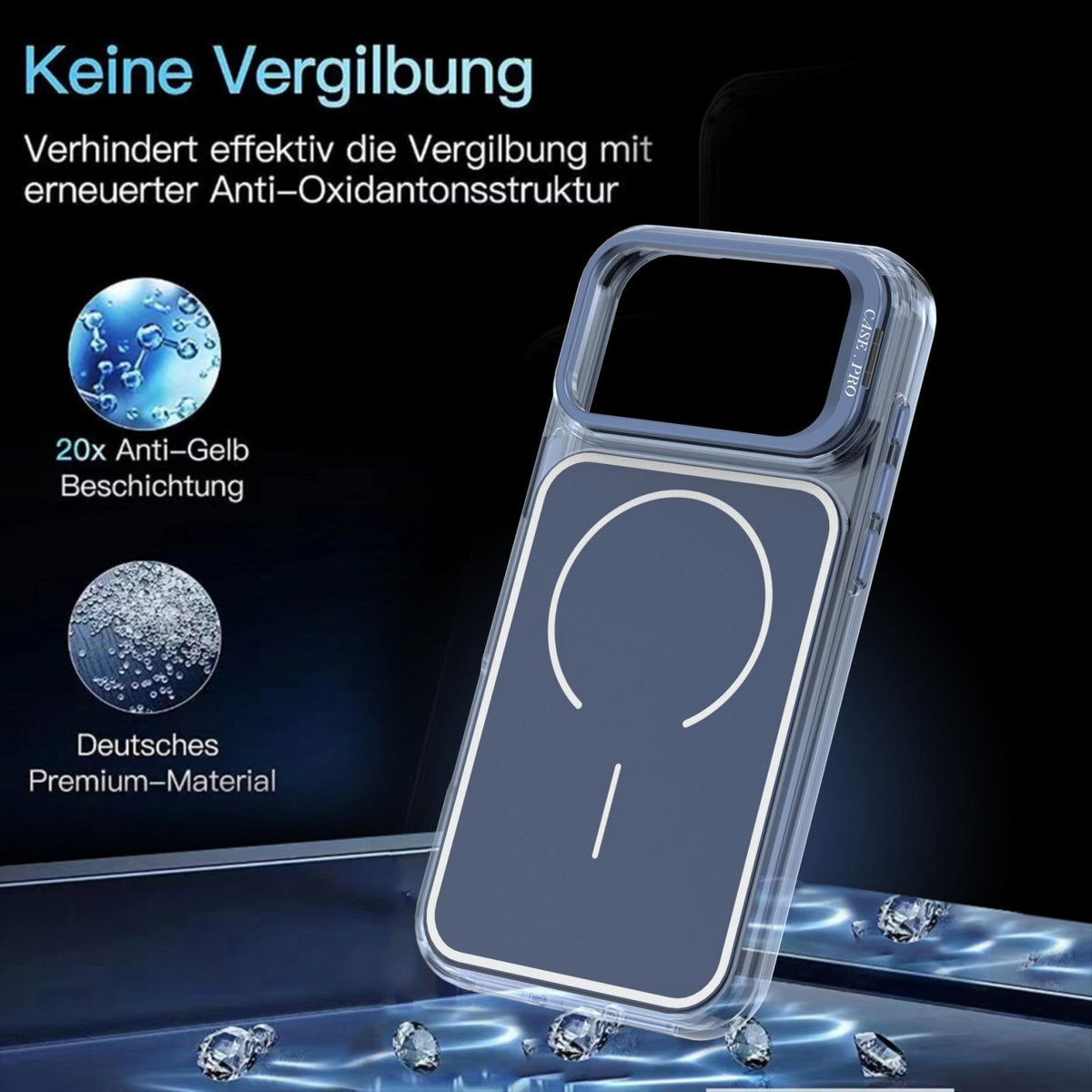 Compatible with iPhone 18 Pro Bright Color Blocking Camera Bracket Magnetic Phone Case - Blue