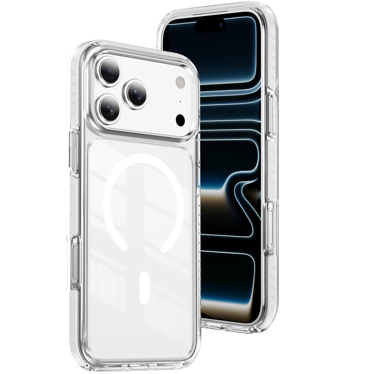 Compatible with iPhone 18 Pro Max Crystal Shield Clear Magnetic Acrylic Dual-Layer TPU Phone Case - White