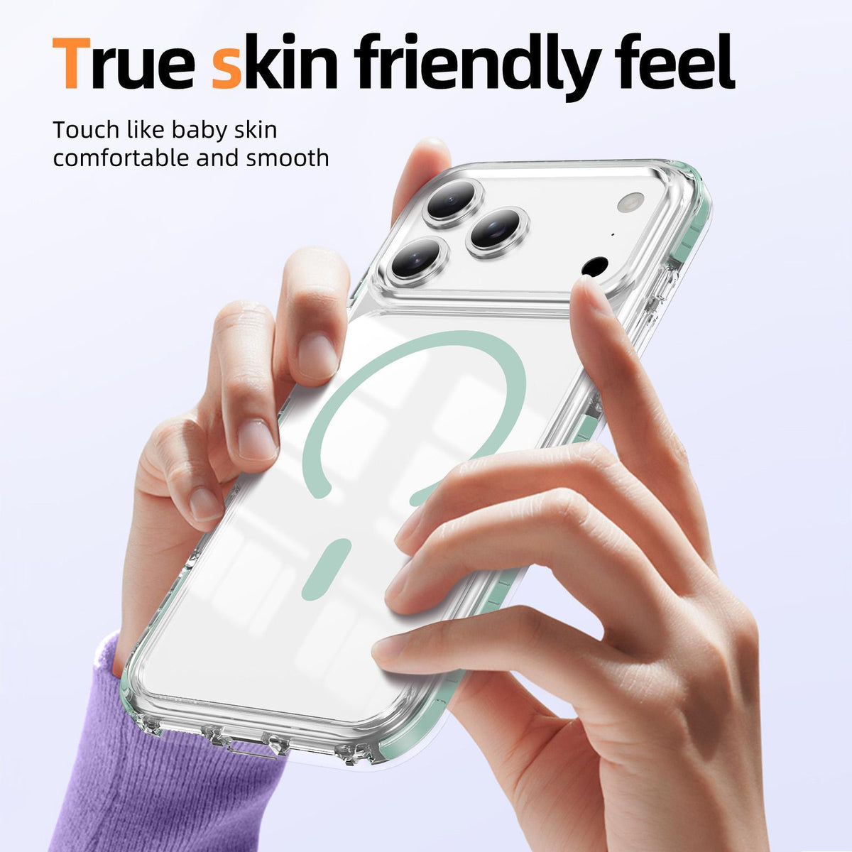 Compatible with iPhone 18 Pro Max Crystal Shield Clear Magnetic Acrylic Dual-Layer TPU Phone Case - Mint Green