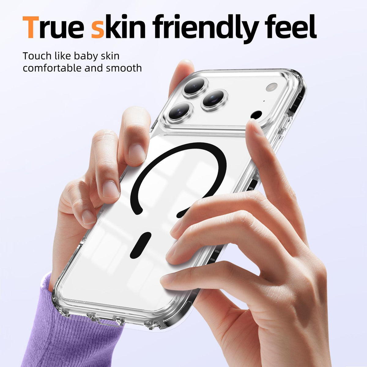 Compatible with iPhone 18 Pro Max Crystal Shield Clear Magnetic Acrylic Dual-Layer TPU Phone Case - Black