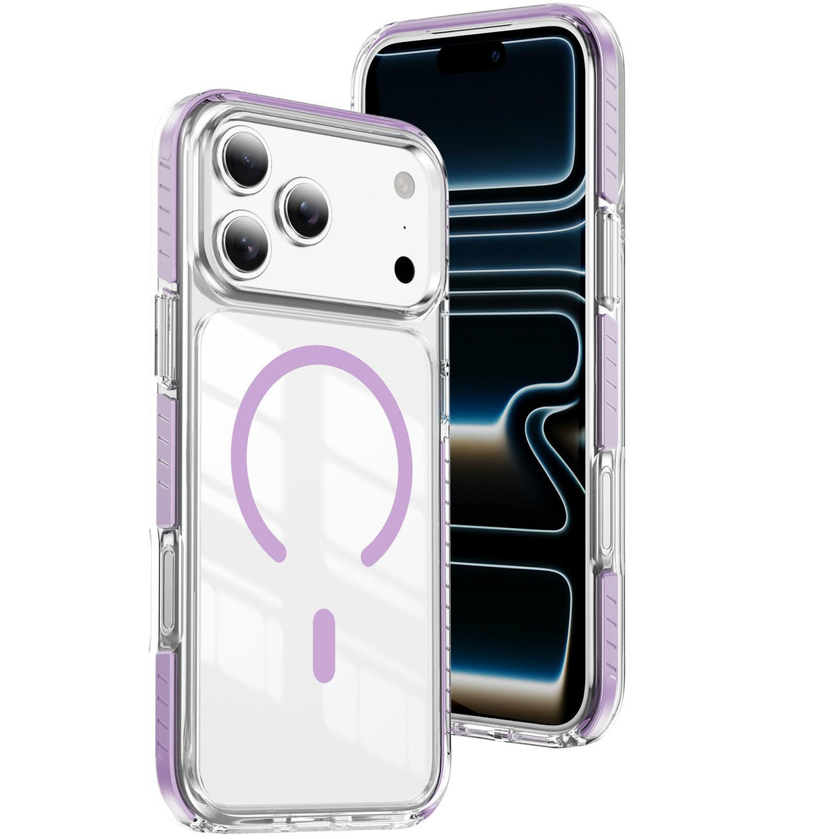 Compatible with iPhone 18 Pro Max Crystal Shield Clear Magnetic Acrylic Dual-Layer TPU Phone Case - Purple