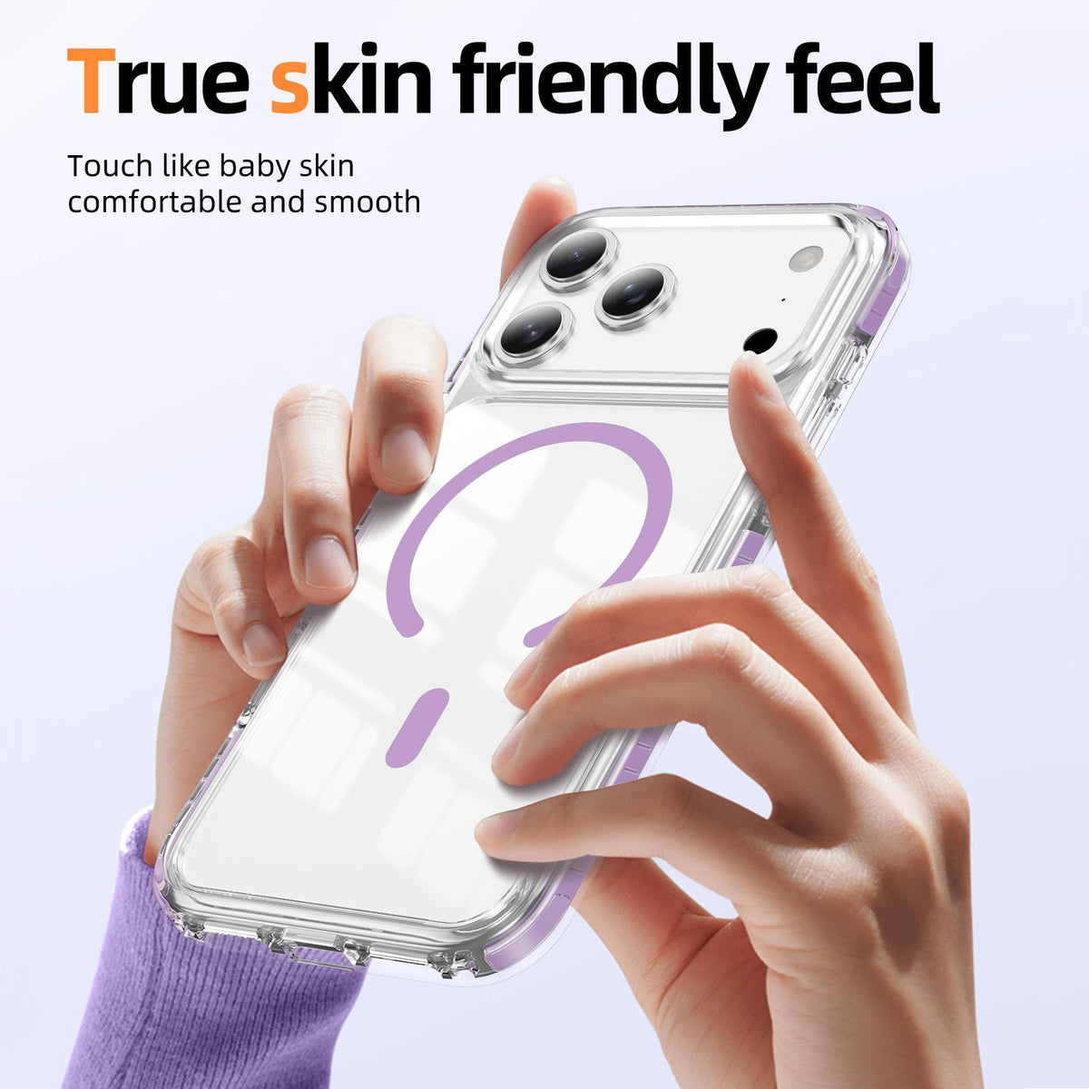 Compatible with iPhone 18 Pro Max Crystal Shield Clear Magnetic Acrylic Dual-Layer TPU Phone Case - Purple