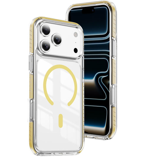 Compatible with iPhone 18 Pro Max Crystal Shield Clear Magnetic Acrylic Dual-Layer TPU Phone Case - Yellow
