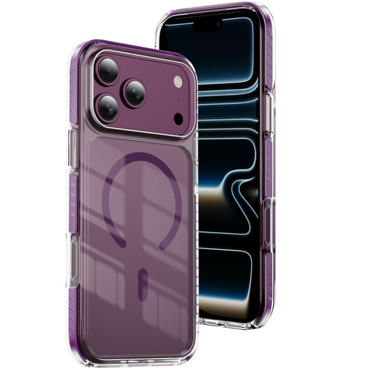 Compatible with iPhone 18 Pro Max Crystal Shield Clear Magnetic Acrylic Dual-Layer TPU Phone Case - Cherry Red