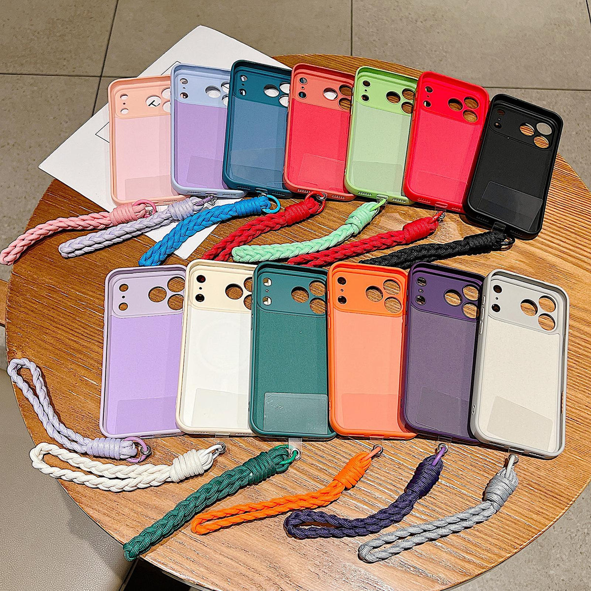 Compatible with iPhone 18 Pro Max Solid Color Liquid Silicone Magnetic Phone Case with Lanyard - Lilac