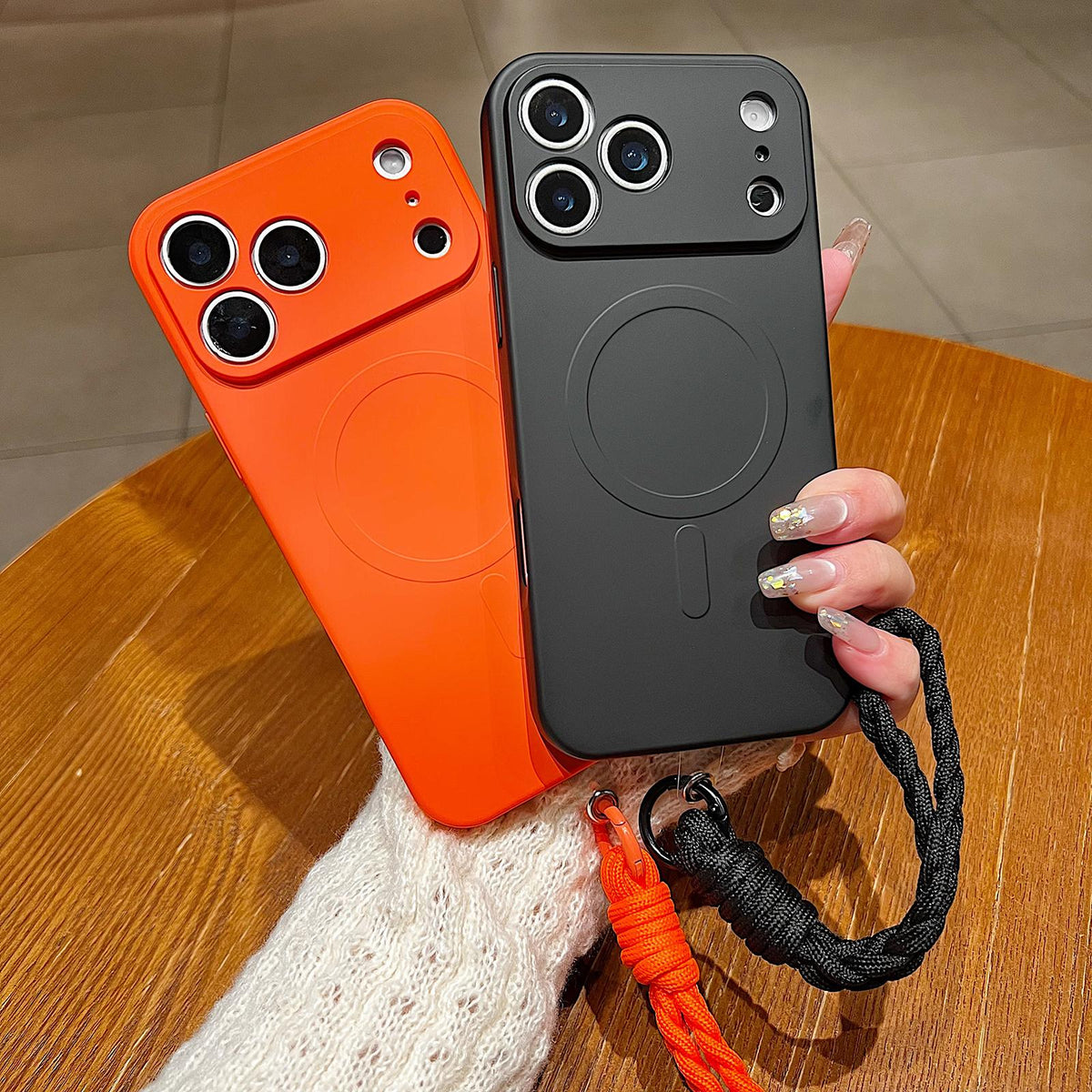 Compatible with iPhone 18 Pro Max Solid Color Liquid Silicone Magnetic Phone Case with Lanyard - Grey