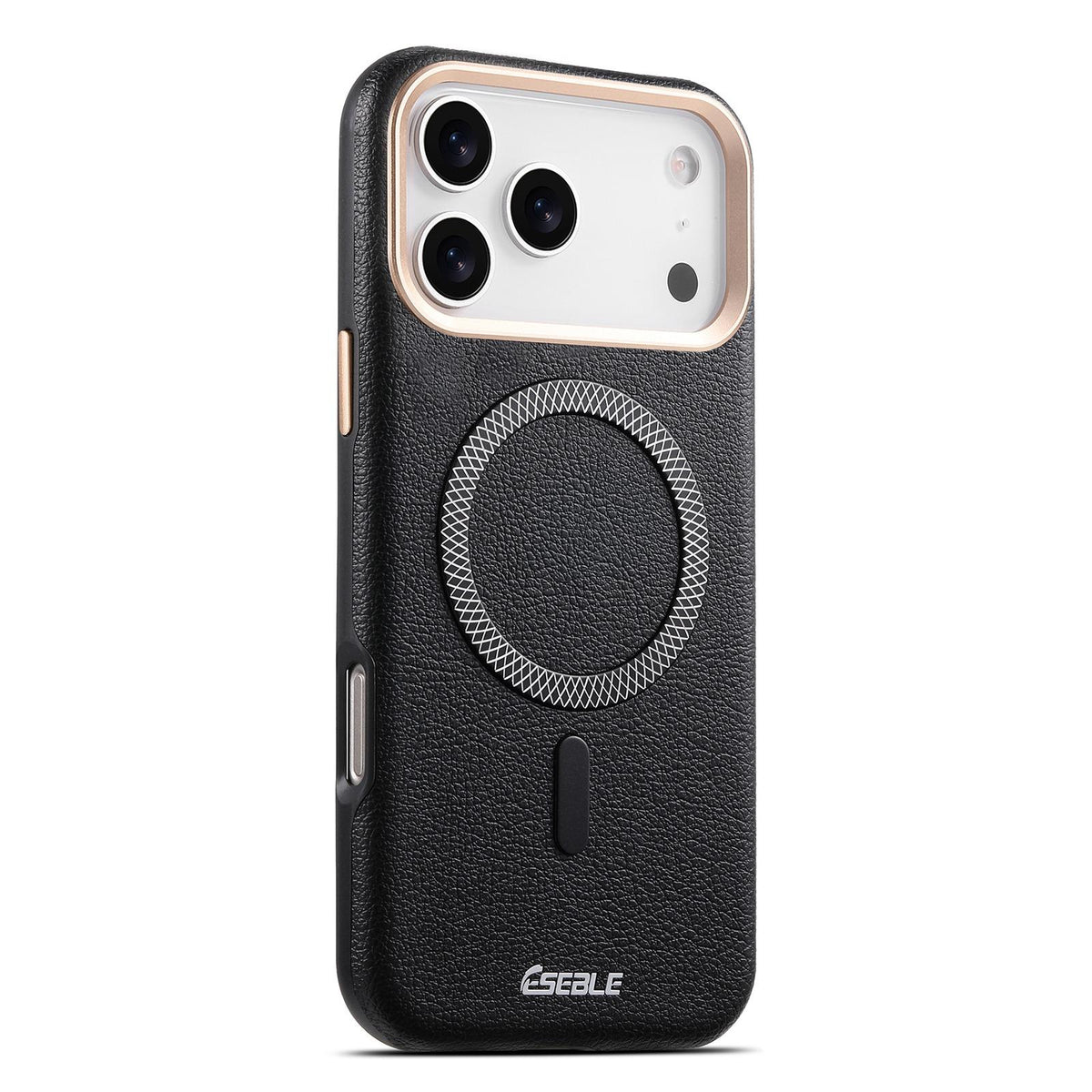 Compatible with iPhone 18 Pro Max & 17 Pro Max ESEBLE L2 Litchi Texture Metal Lens Magnetic Phone Case - Black