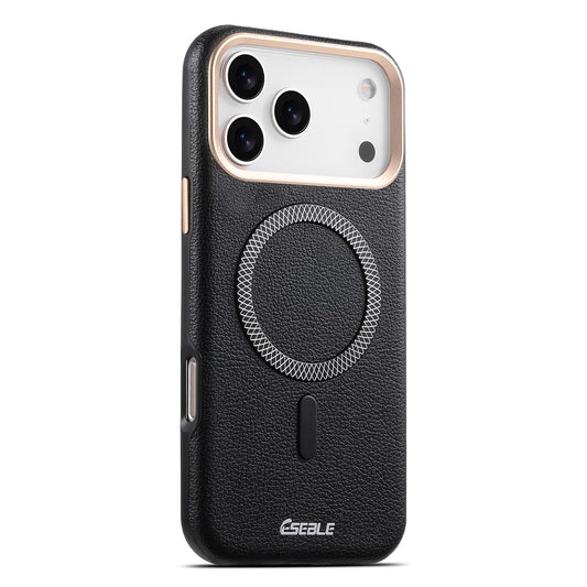 Compatible with iPhone 18 Pro Max & 17 Pro Max ESEBLE L2 Litchi Texture Metal Lens Magnetic Phone Case - Black