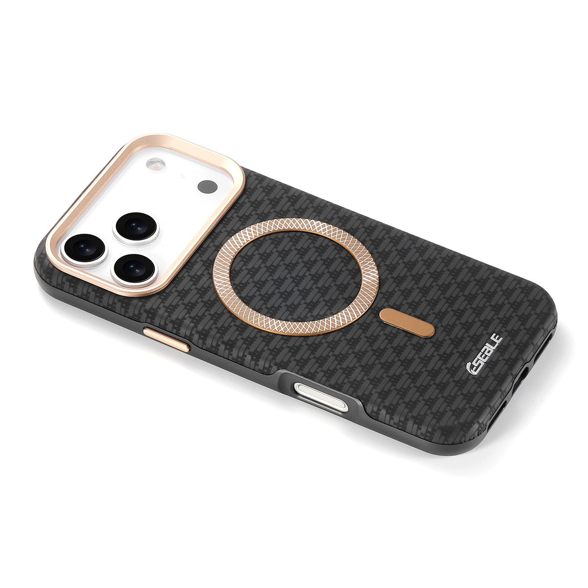 Compatible with iPhone 18 Pro Max & 17 Pro Max ESEBLE L3 Triangular Shield Metal Lens Magnetic Phone Case - Black