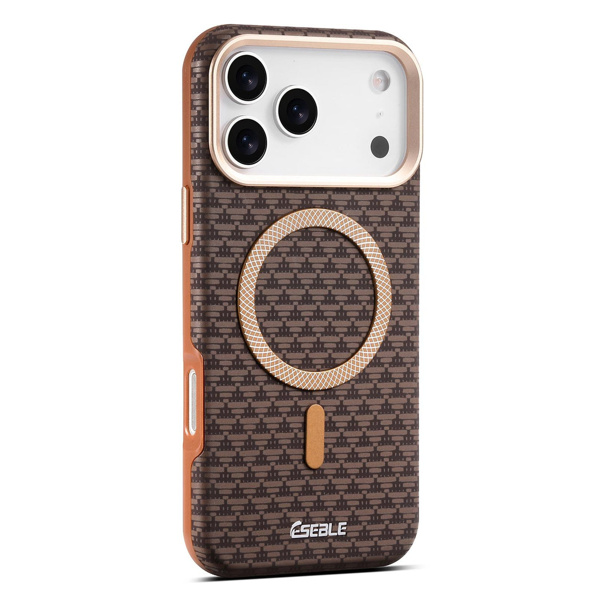 Compatible with iPhone 18 Pro Max & 17 Pro Max ESEBLE L3 Triangular Shield Metal Lens Magnetic Phone Case - Dark Brown