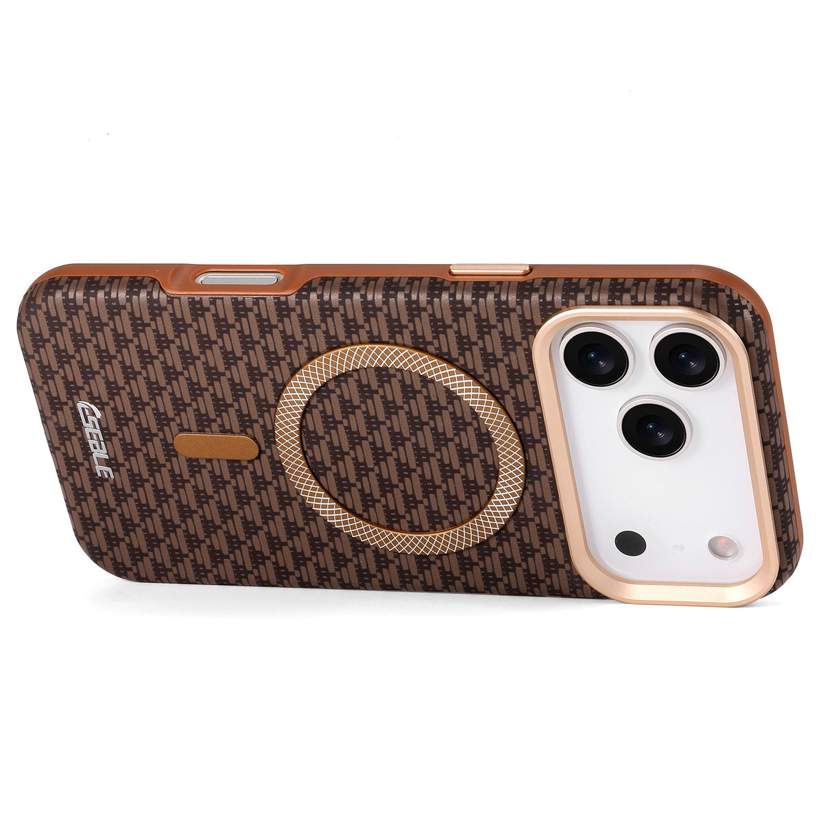 Compatible with iPhone 18 Pro Max & 17 Pro Max ESEBLE L3 Triangular Shield Metal Lens Magnetic Phone Case - Dark Brown