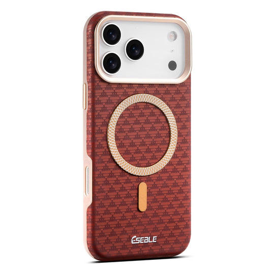 Compatible with iPhone 18 Pro Max & 17 Pro Max ESEBLE L3 Triangular Shield Metal Lens Magnetic Phone Case - Red