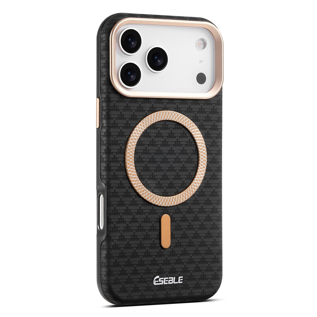 Compatible with iPhone 18 Pro & 17 Pro ESEBLE L3 Triangular Shield Metal Lens Magnetic Phone Case - Black