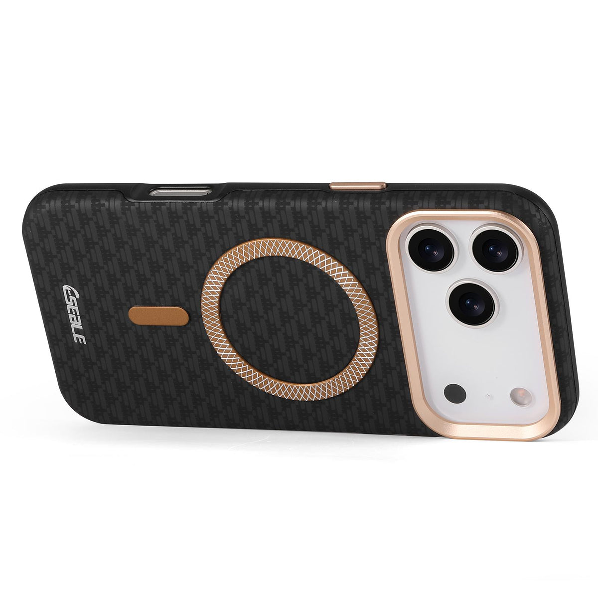 Compatible with iPhone 18 Pro & 17 Pro ESEBLE L3 Triangular Shield Metal Lens Magnetic Phone Case - Black