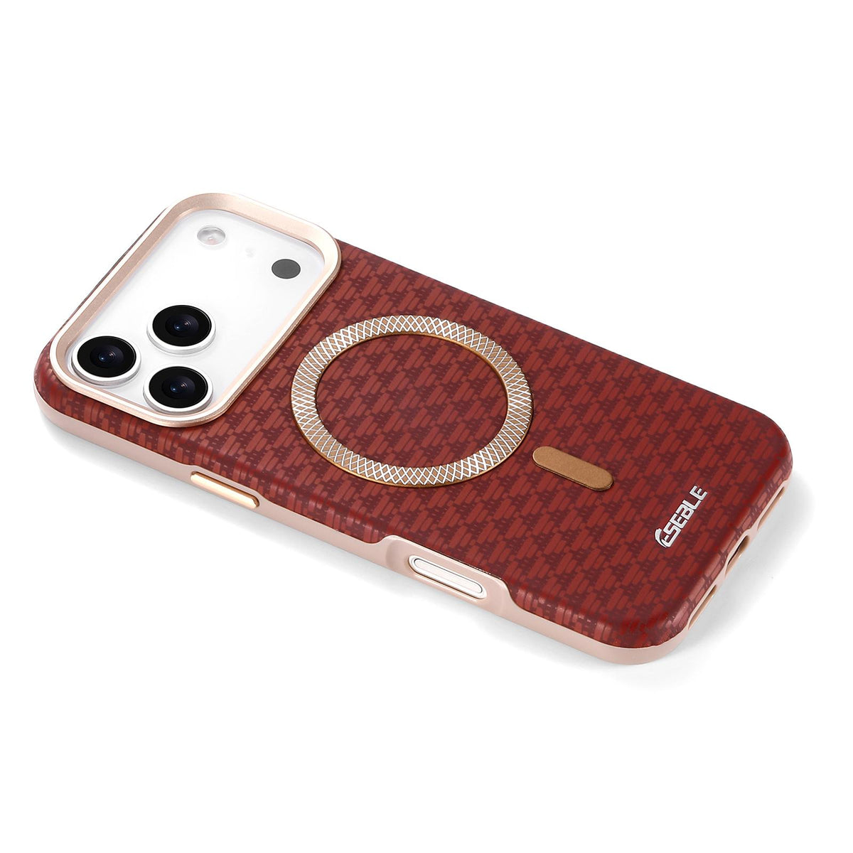 Compatible with iPhone 18 Pro & 17 Pro ESEBLE L3 Triangular Shield Metal Lens Magnetic Phone Case - Red