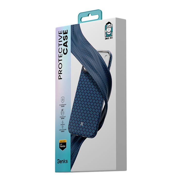 Compatible with iPhone 18 Pro Max & 17 Pro Max Benks Y3 Kevlar Diamond Pattern Shockproof Magnetic Phone Case - Blue