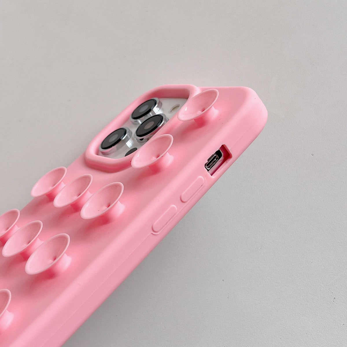 Compatible with iPhone 18 Pro Max & 17 Pro Max Simple Suction Cup Silicone Phone Case with Lanyard - Rose Red