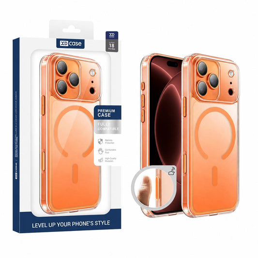 Compatible with iPhone 18 Pro Max XDcase Frosted Transparent Magnetic Shockproof Phone Case - Orange