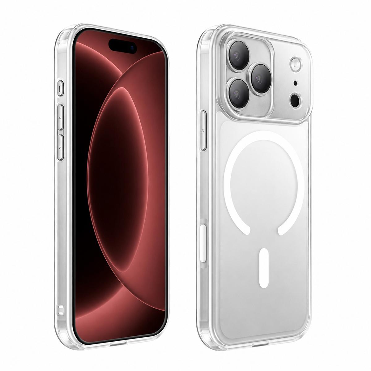 Compatible with iPhone 18 Pro Max XDcase Frosted Transparent Magnetic Shockproof Phone Case - White