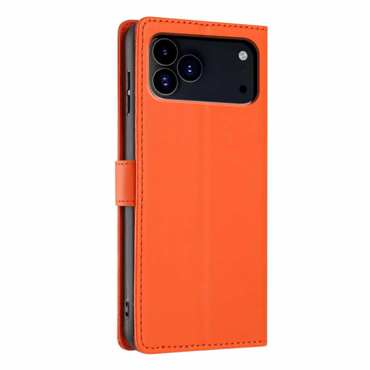 Compatible with iPhone 18 Pro Max Tree Cat Embossed Flip Vegan Leather Phone Case - Orange