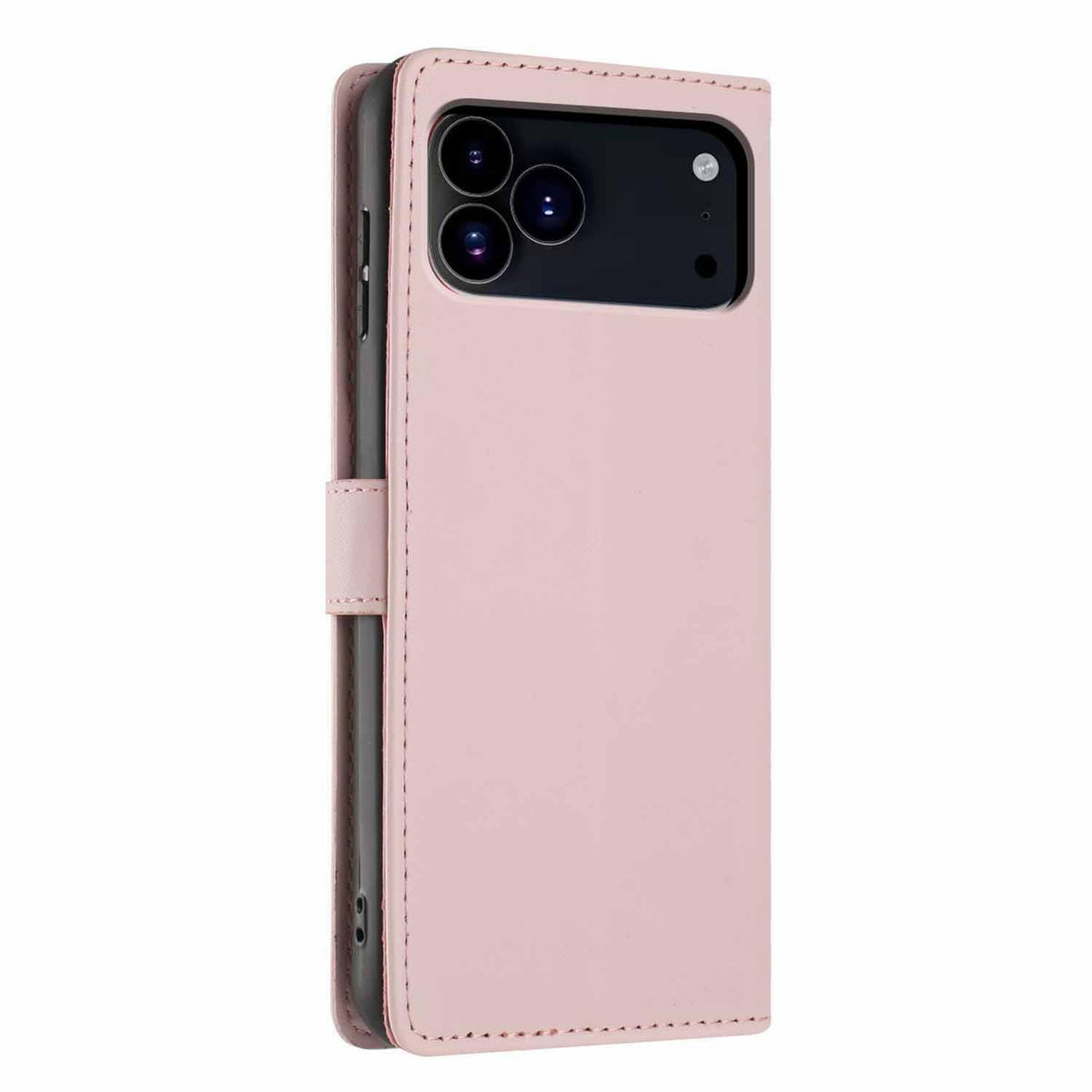 Compatible with iPhone 18 Pro Max Tree Cat Embossed Flip Vegan Leather Phone Case - Rose Gold