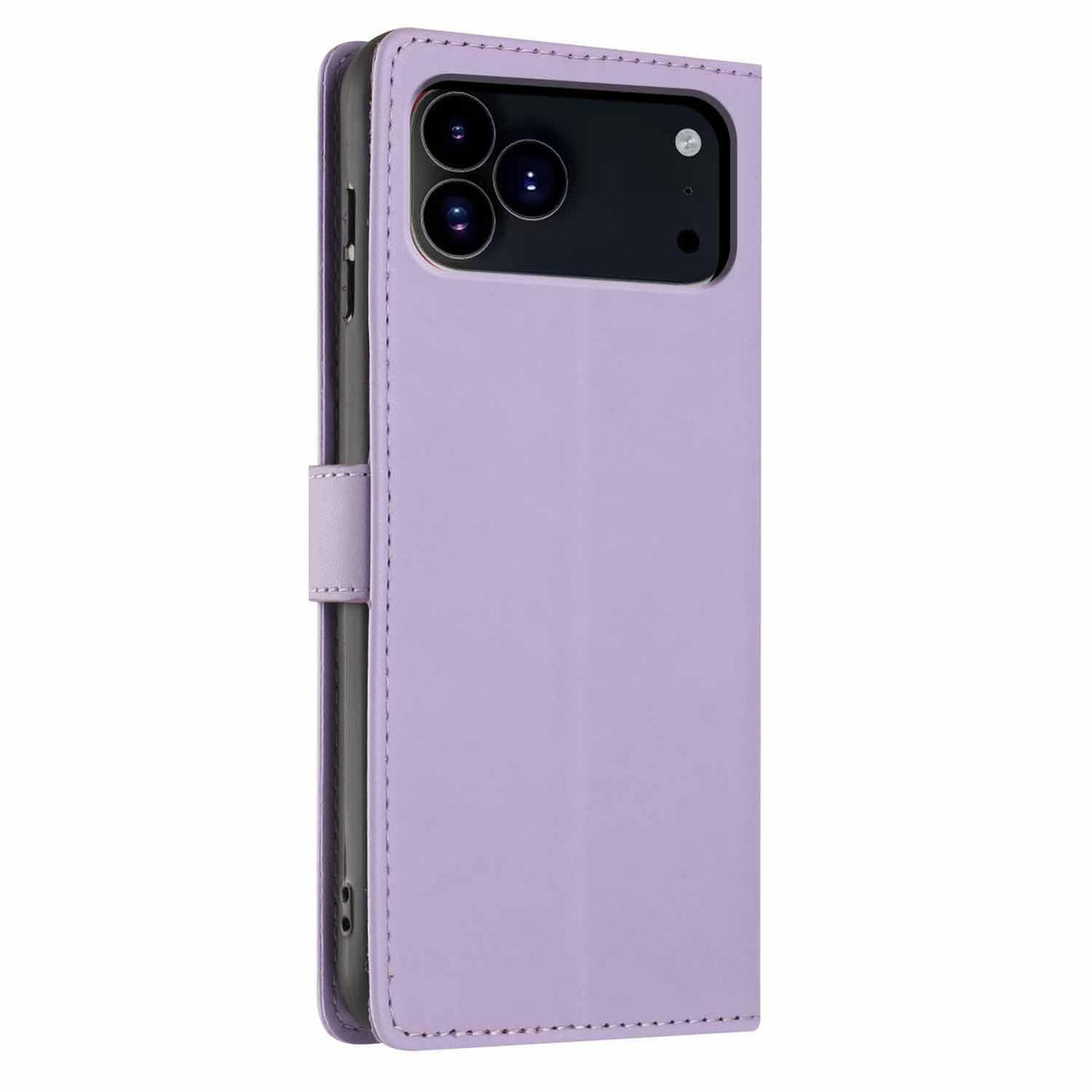 Compatible with iPhone 18 Pro Max Tree Cat Embossed Flip Vegan Leather Phone Case - Purple
