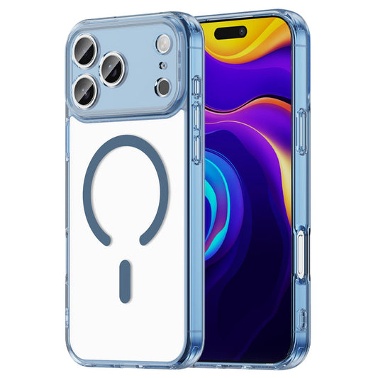 Compatible with iPhone 18 Pro Max PC Dual-Layer TPU Airbag Shockproof MagSafe Phone Case - Transparent Blue