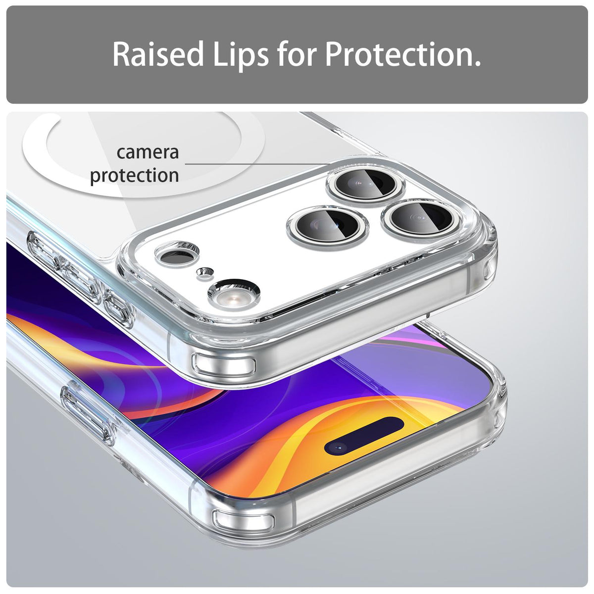Compatible with iPhone 18 Pro Max PC Dual-Layer TPU Airbag Shockproof MagSafe Phone Case - Transparent