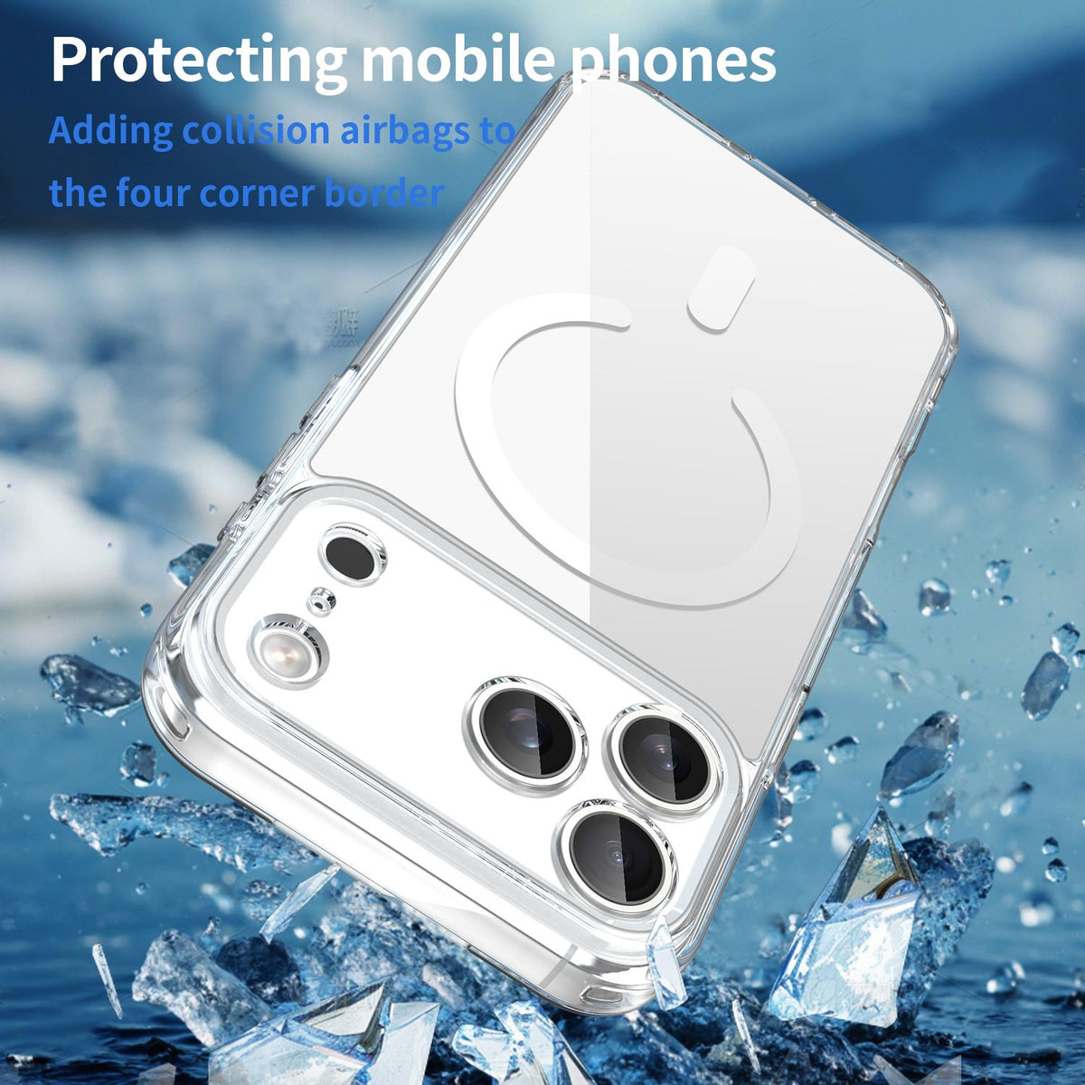 Compatible with iPhone 18 Pro Max PC Dual-Layer TPU Airbag Shockproof MagSafe Phone Case - Transparent