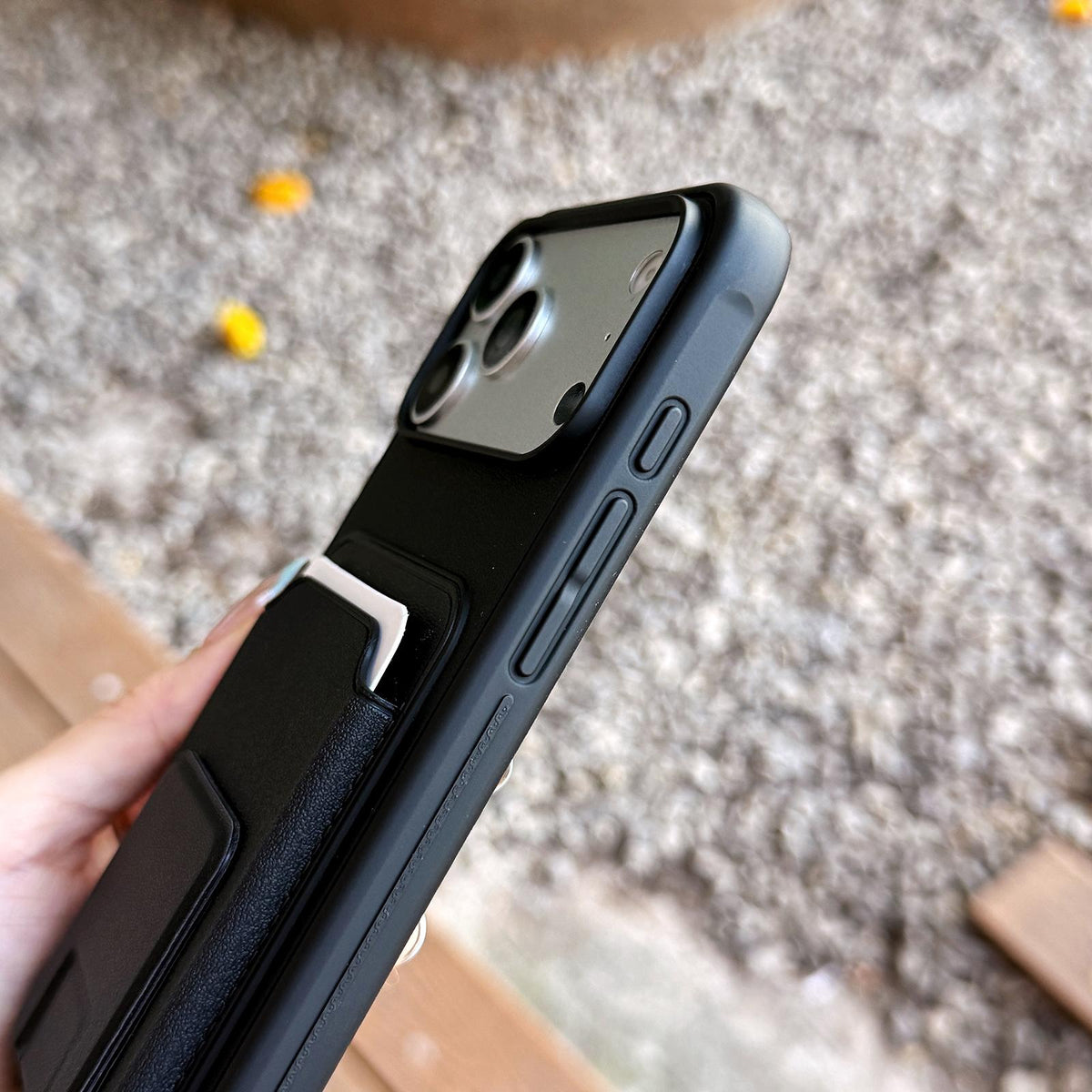 Compatible with iPhone 18 Pro Max & 17 Pro Max Square Folding Card Bag Holder Phone Case - Dark Blue