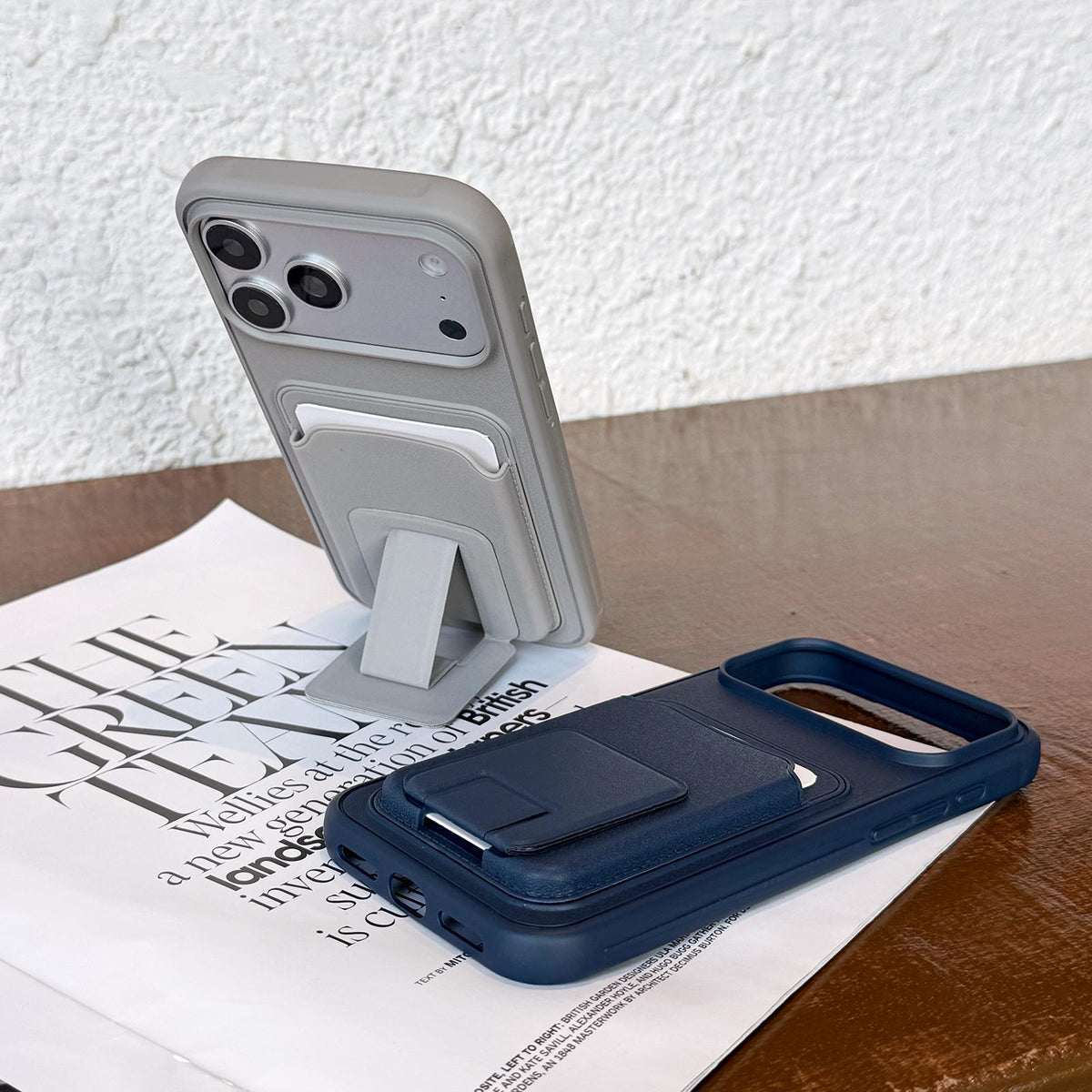 Compatible with iPhone 18 Pro Max & 17 Pro Max Square Folding Card Bag Holder Phone Case - Dark Blue