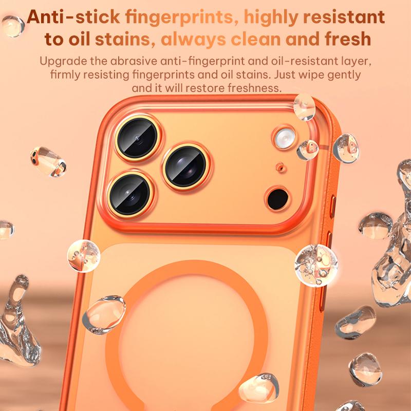 Compatible with iPhone 18 Pro Max Vegan Leather Magnetic Phone Case - Orange