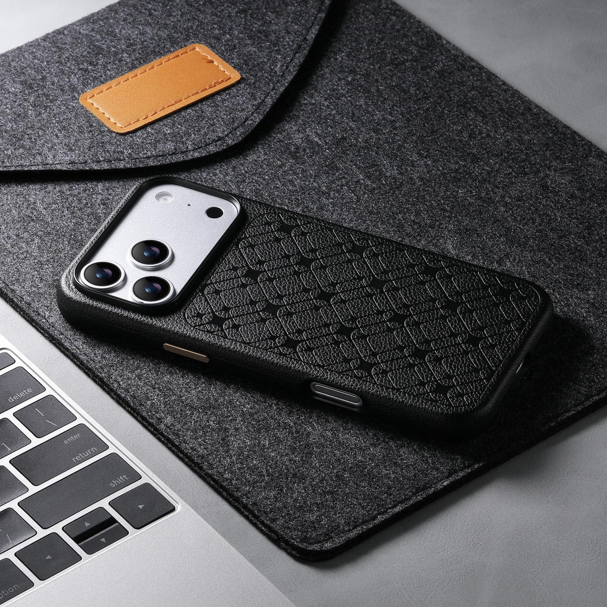 Compatible with iPhone 18 Pro Max & 17 Pro Max ESEBLE B2 Starlight Plaid Phone Case - Black