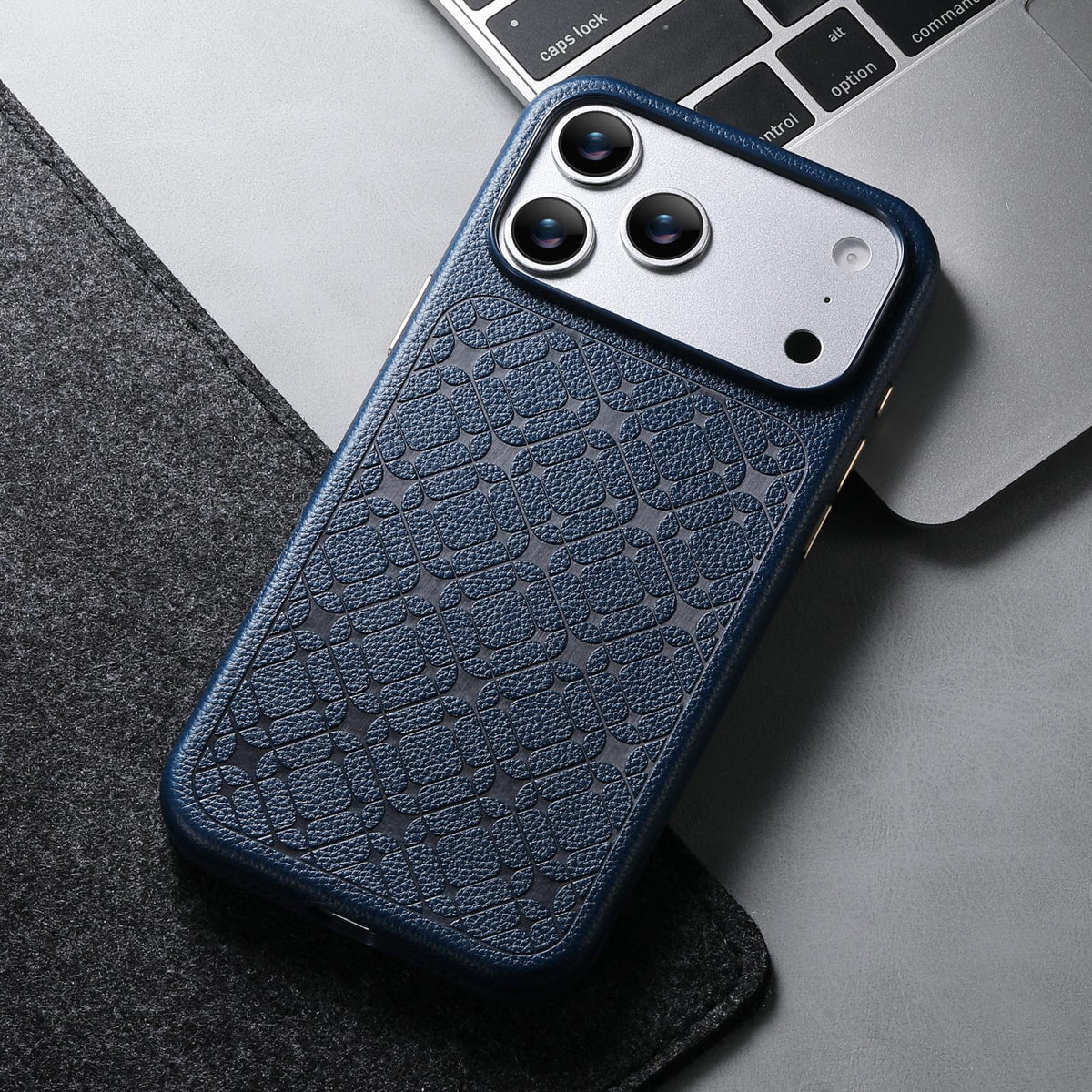 Compatible with iPhone 18 Pro Max & 17 Pro Max ESEBLE B2 Starlight Plaid Phone Case - Navy Blue