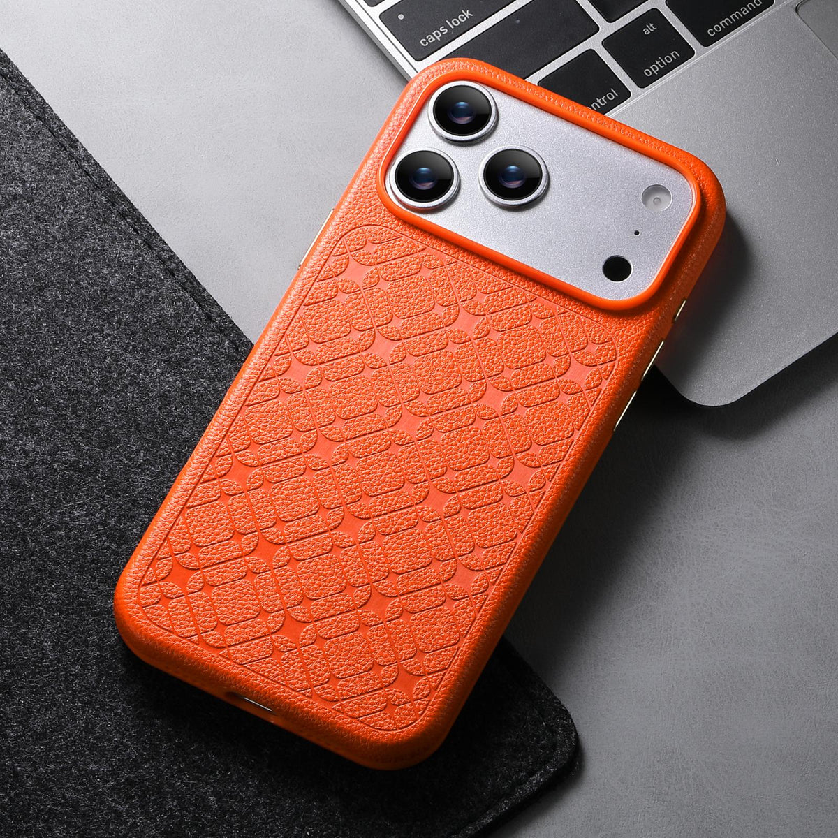 Compatible with iPhone 18 Pro Max & 17 Pro Max ESEBLE B2 Starlight Plaid Phone Case - Orange