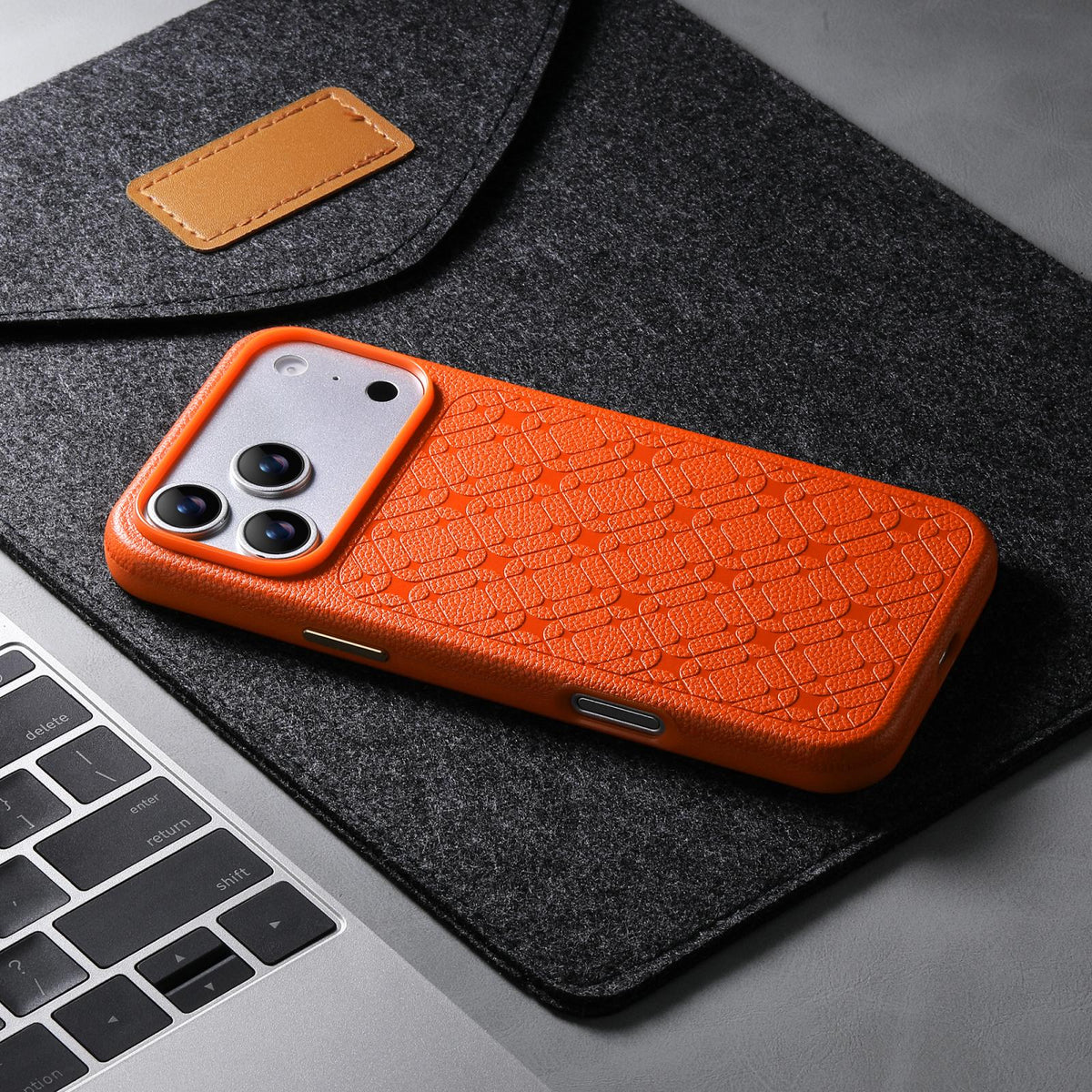 Compatible with iPhone 18 Pro Max & 17 Pro Max ESEBLE B2 Starlight Plaid Phone Case - Orange