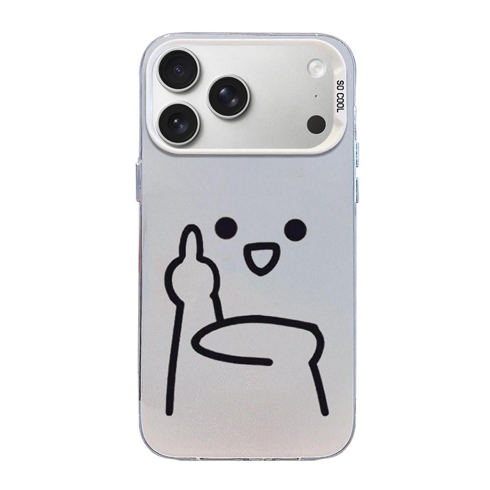 Compatible with iPhone 18 Pro Max & 17 Pro Max Little Man Gestures Colored Silver Frosted PC Dual-Layer TPU Phone Case - Ultraman Gesture of Contempt