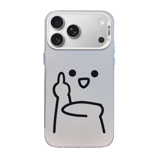 Compatible with iPhone 18 Pro Max & 17 Pro Max Little Man Gestures Colored Silver Frosted PC Dual-Layer TPU Phone Case - Ultraman Gesture of Contempt