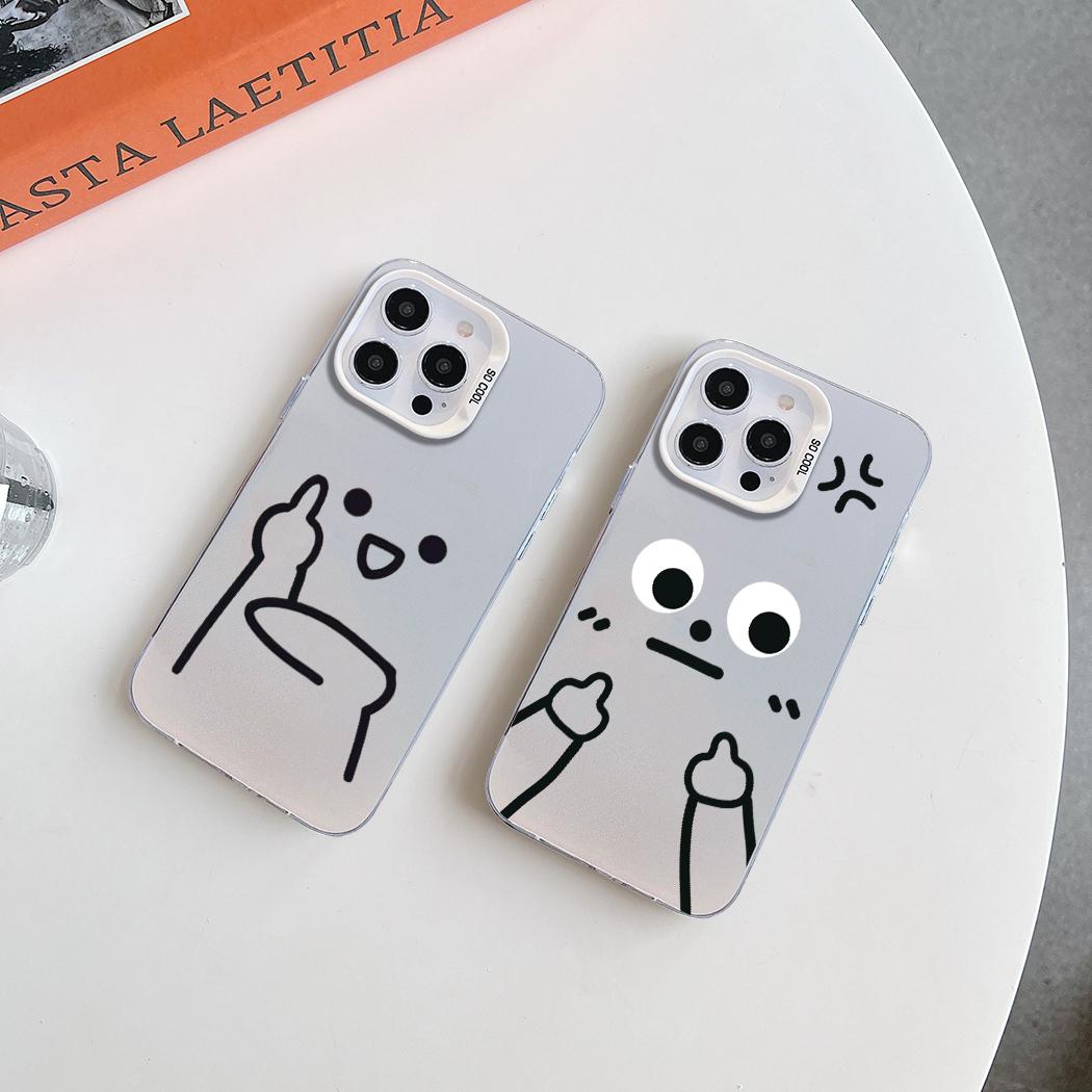 Compatible with iPhone 18 Pro Max & 17 Pro Max Little Man Gestures Colored Silver Frosted PC Dual-Layer TPU Phone Case - Little Man Biye
