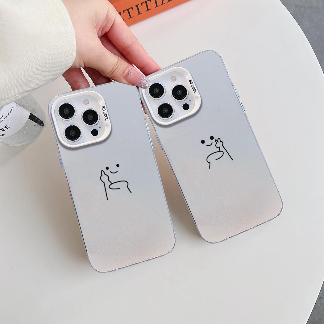 Compatible with iPhone 18 Pro Max & 17 Pro Max Little Man Gestures Colored Silver Frosted PC Dual-Layer TPU Phone Case - Petty People Despise