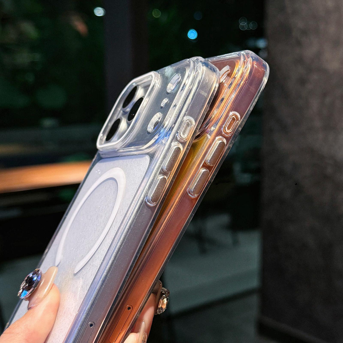 Compatible with iPhone 18 Pro Max Crystal Shimmer Acrylic Magnetic Phone Case - Purple