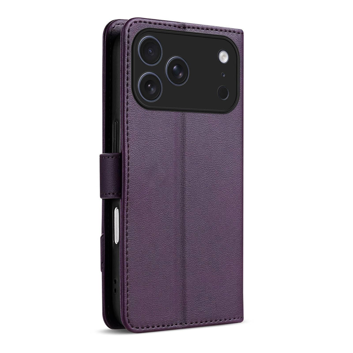 Compatible with iPhone 18 Pro Max AZNS A2 Series Tri-Card Wallet RFID Vegan Leather Phone Case with Strap - Purple