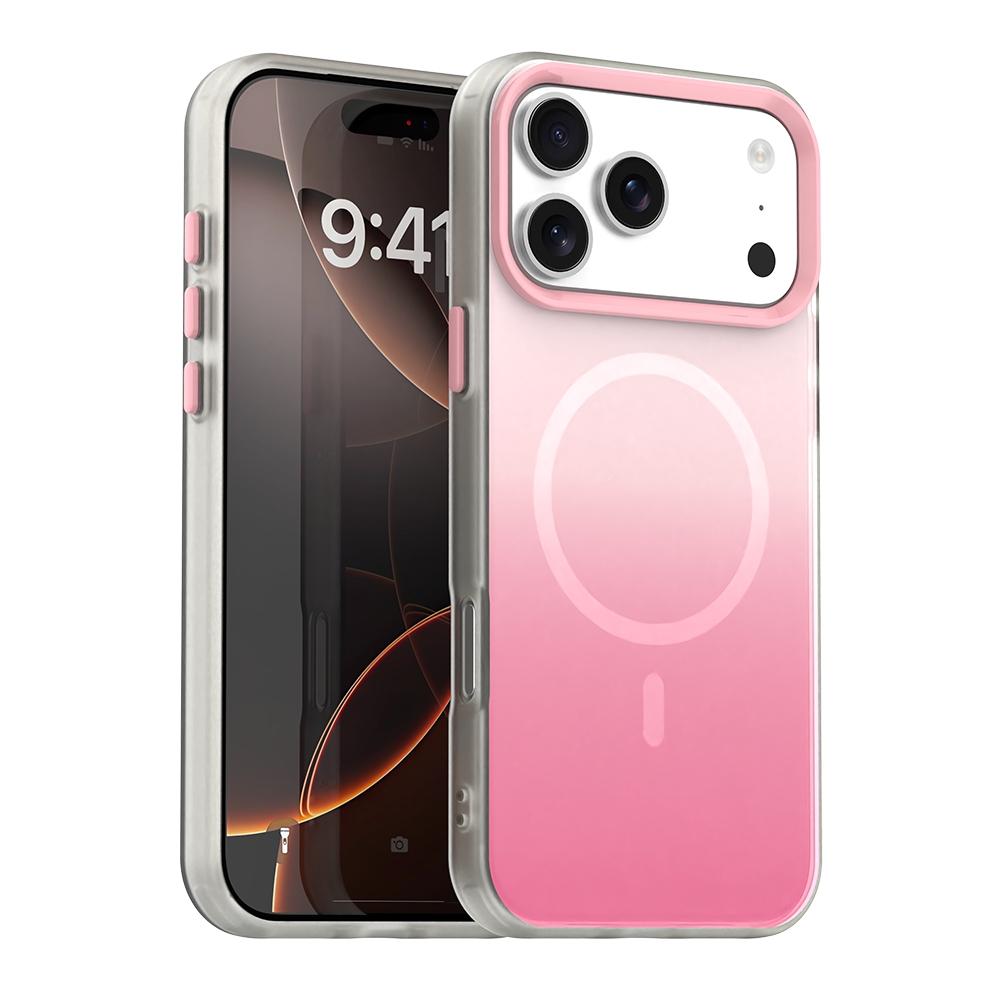 Compatible with iPhone 18 Pro Max Candy Gradient Series 3 in 1 Dual-Layer Magnetic Phone Case - Pink