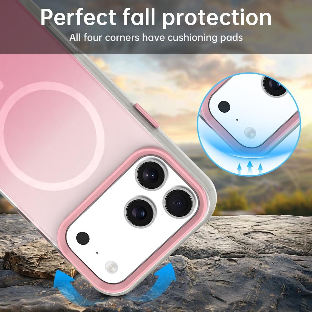 Compatible with iPhone 18 Pro Max Candy Gradient Series 3 in 1 Dual-Layer Magnetic Phone Case - Pink