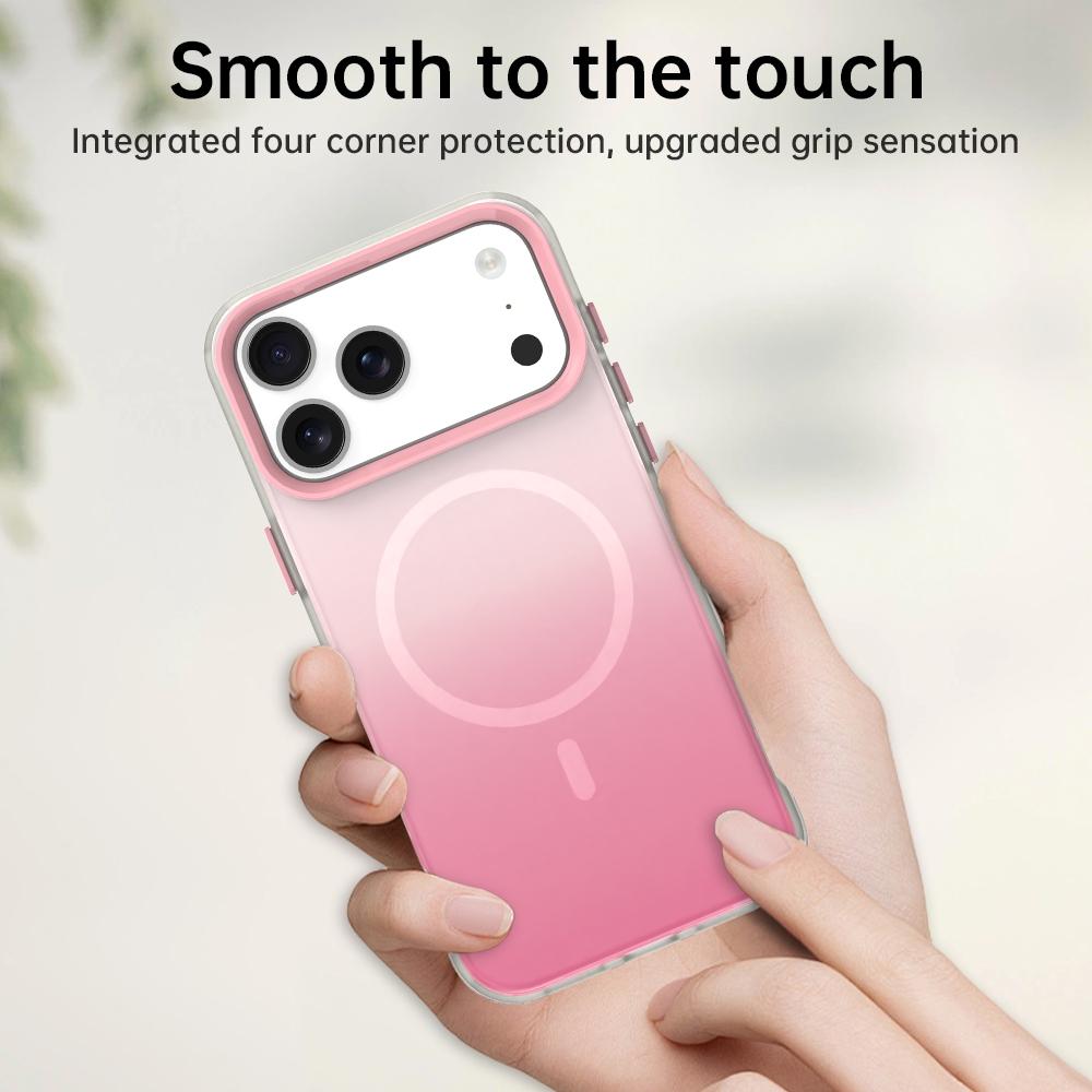 Compatible with iPhone 18 Pro Max Candy Gradient Series 3 in 1 Dual-Layer Magnetic Phone Case - Pink