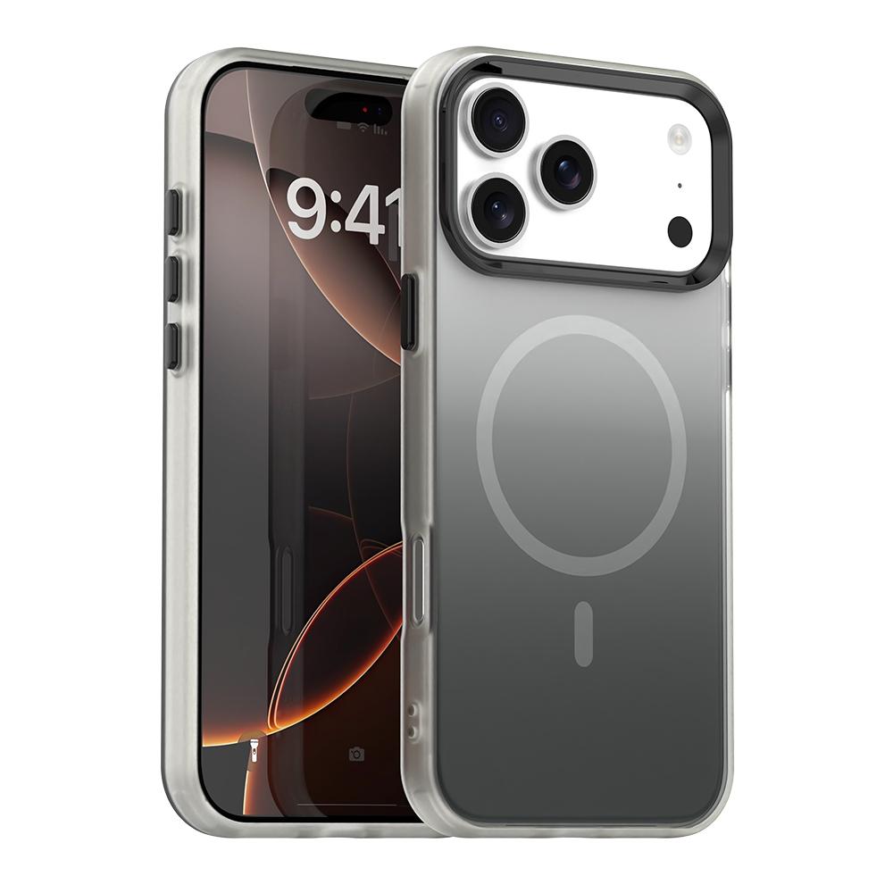 Compatible with iPhone 18 Pro Max Candy Gradient Series 3 in 1 Dual-Layer Magnetic Phone Case - Black