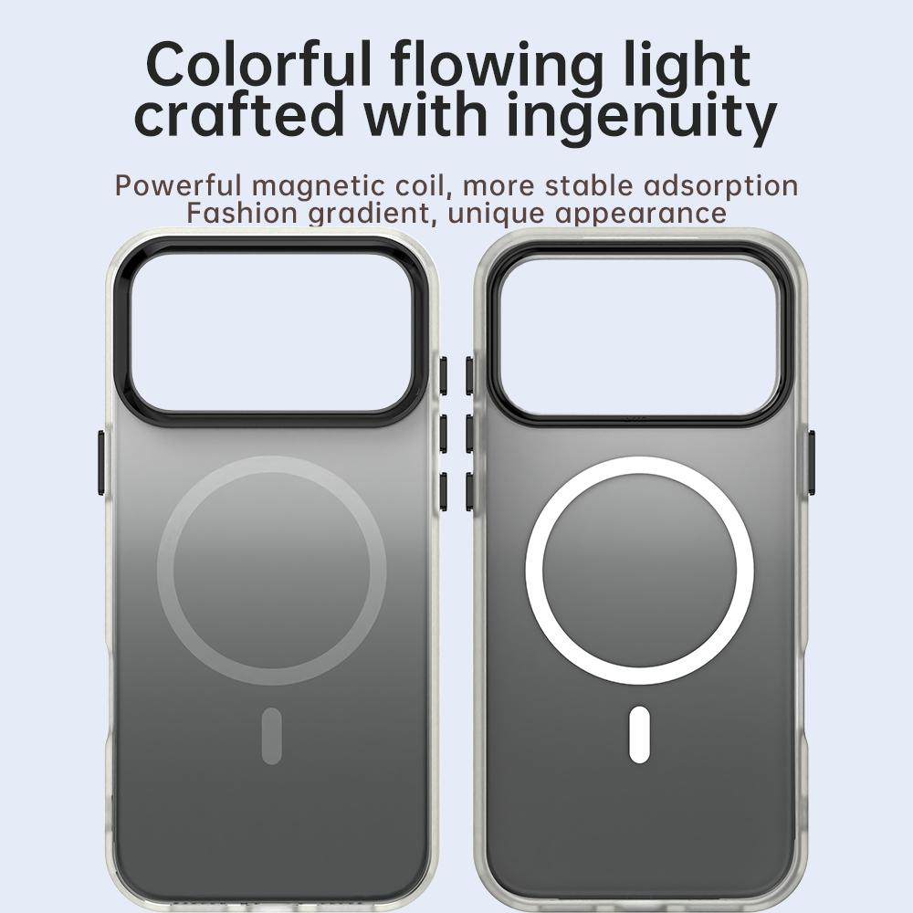 Compatible with iPhone 18 Pro Max Candy Gradient Series 3 in 1 Dual-Layer Magnetic Phone Case - Black