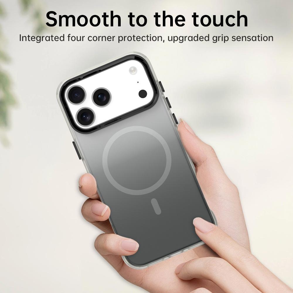 Compatible with iPhone 18 Pro Max Candy Gradient Series 3 in 1 Dual-Layer Magnetic Phone Case - Black