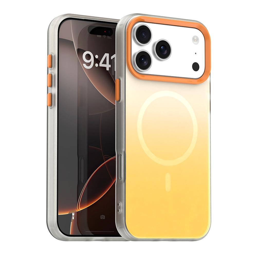 Compatible with iPhone 18 Pro Max Candy Gradient Series 3 in 1 Dual-Layer Magnetic Phone Case - Yellow